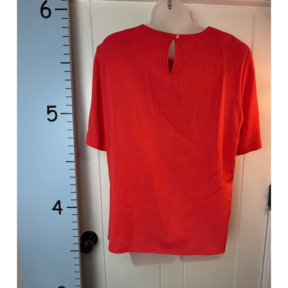 Vintage New City Girl Nancy Bolen Red/Orange 2PC Blouse Blazer Set Large Women's